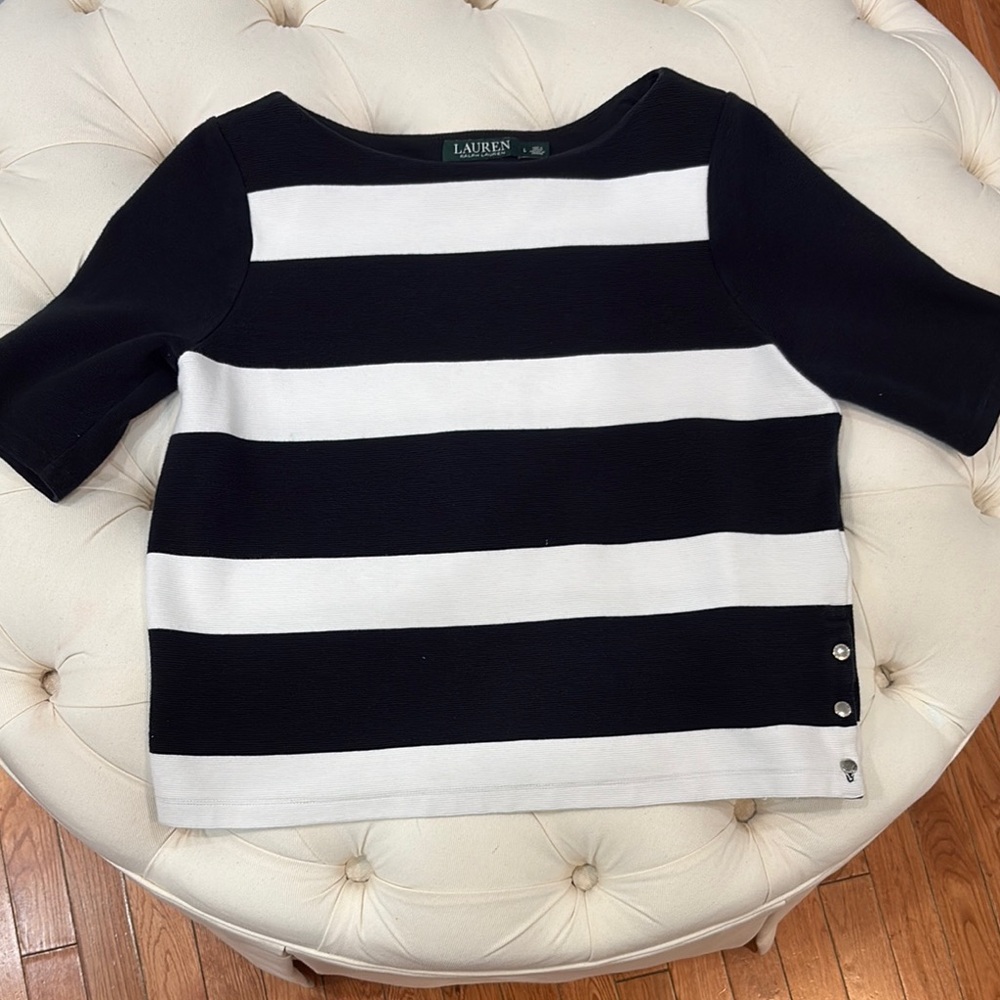 Lauren Ralph Lauren Black and White Short Sleeve Tee